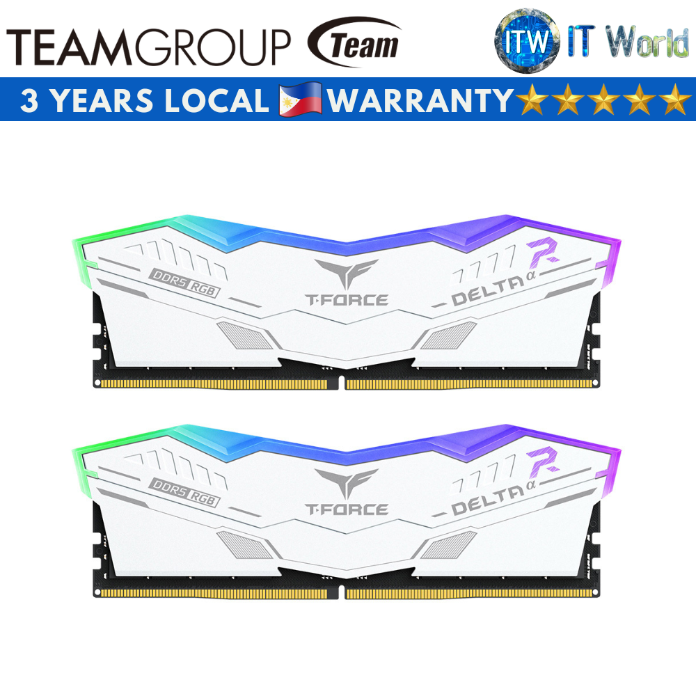 Teamgroup DELTAα RGB White Heatsink 32GB (2x16GB) DDR5-6000Mhz Gaming RAM (FF8D532G6000HC38ADC01)