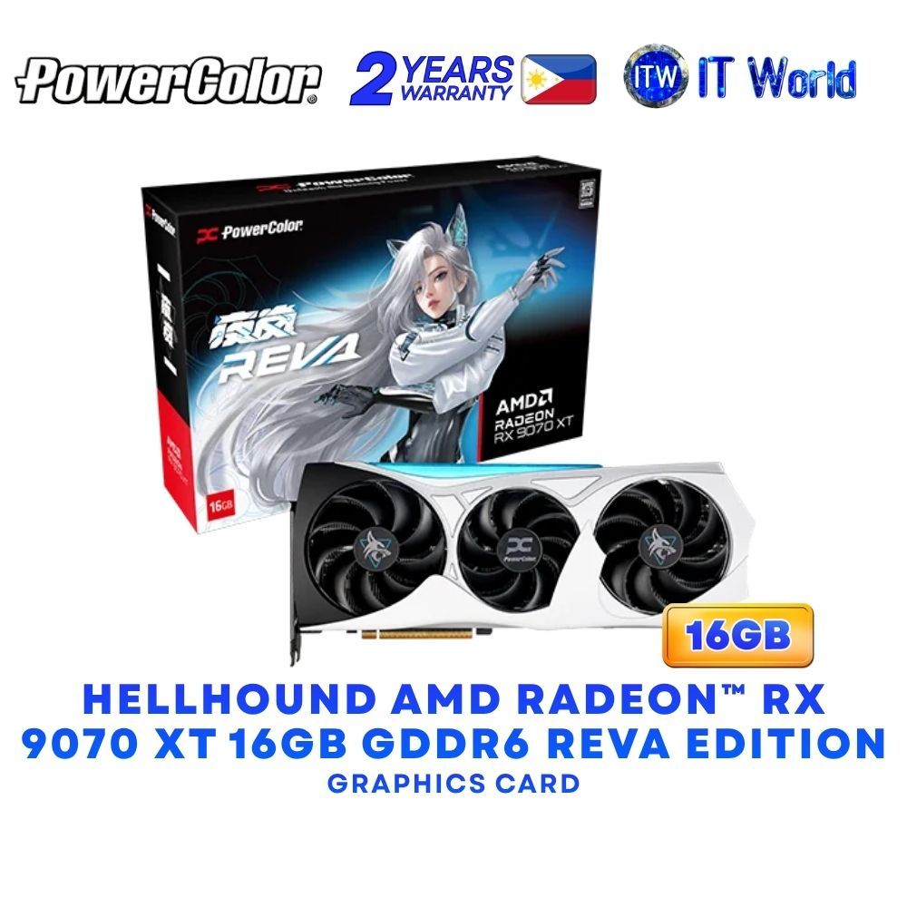 Powercolor Hellhound AMD Radeon RX 9070 XT 16GB GDDR6 Reva Graphics Card RX9070XT 16G-L/OC/REVA