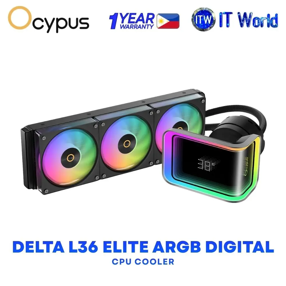 Ocypus Delta L36 Elite ARGB Digital Curved Infinite Mirror Pump Head CPU Cooler - Black | White