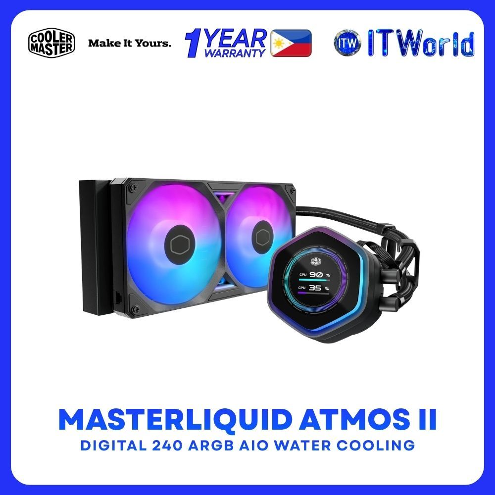 Cooler Master MasterLiquid Atmos II LCD 240 Liquid CPU Cooler LCD ARGB Black
