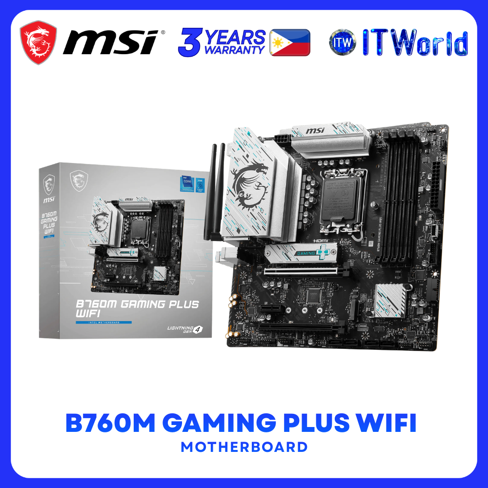 MSI B760M GAMING PLUS WIFI mATX DDR5 LGA1700 2.5G LAN Wi-Fi 6E PCIe 4.0 Motherboard