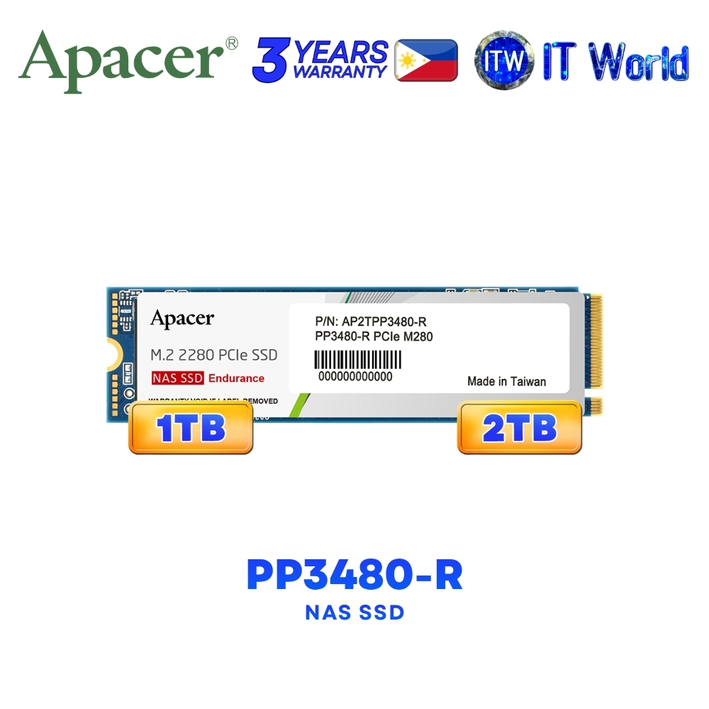 Apacer PP3480-R M.2 PCIe SSD 1TB/2TB Gen3 x4 2450/2000MB/s PP3480-R itw