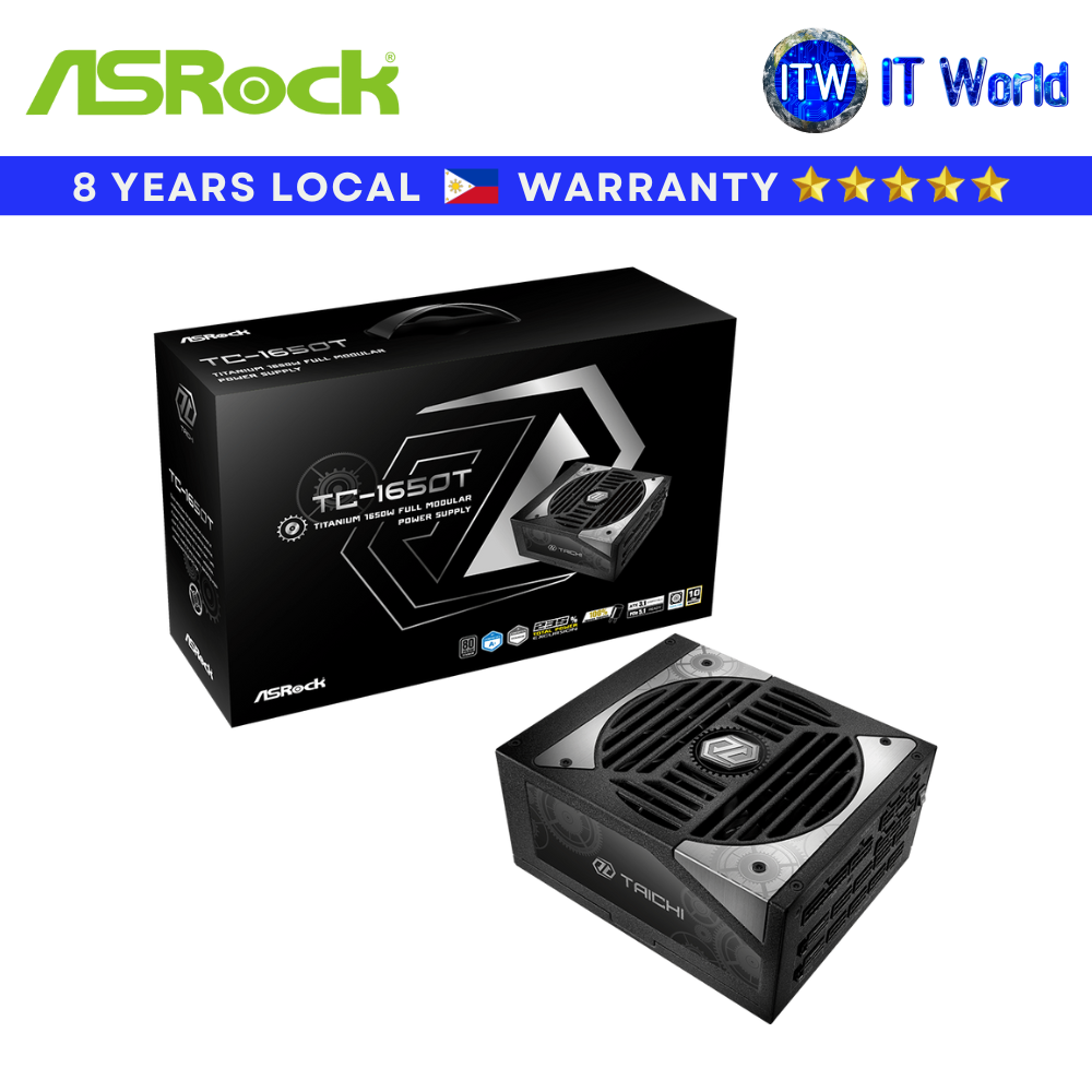 AsRock PSU 1650W Power Supply Unit Taichi TC-1650T ATX3.1 & PCIe5.1 80+ Titanium Full Modular | itw