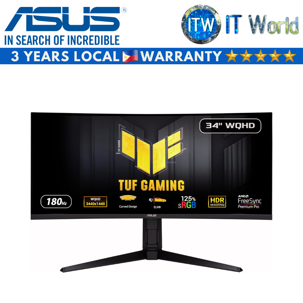 ASUS TUF Gaming VG34VQL3A - 34&quot; (WQHD) / 180Hz / VA / 1ms (GTG) 1500R Curved Gaming Monitor