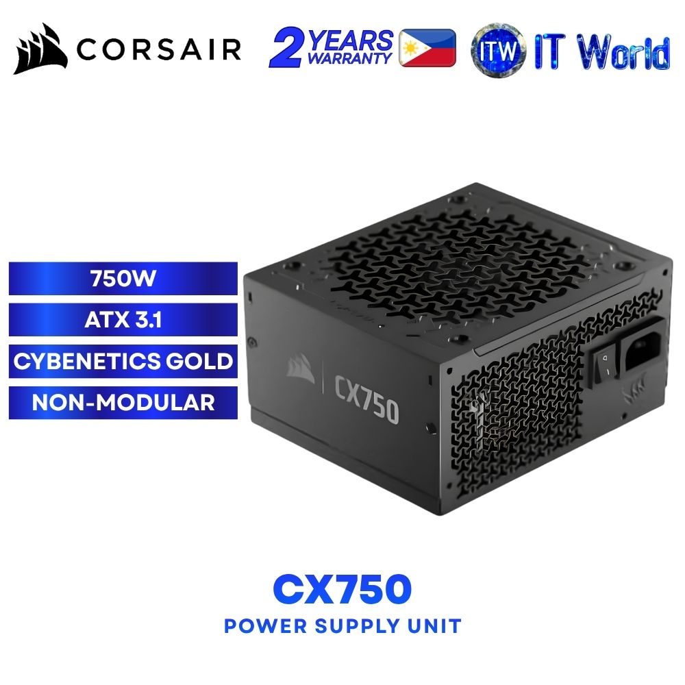 Corsair CX750 750W ATX 80+ Bronze / ATX 3.1 Cybenetics Gold Non-Modular Power Supply Unit itw