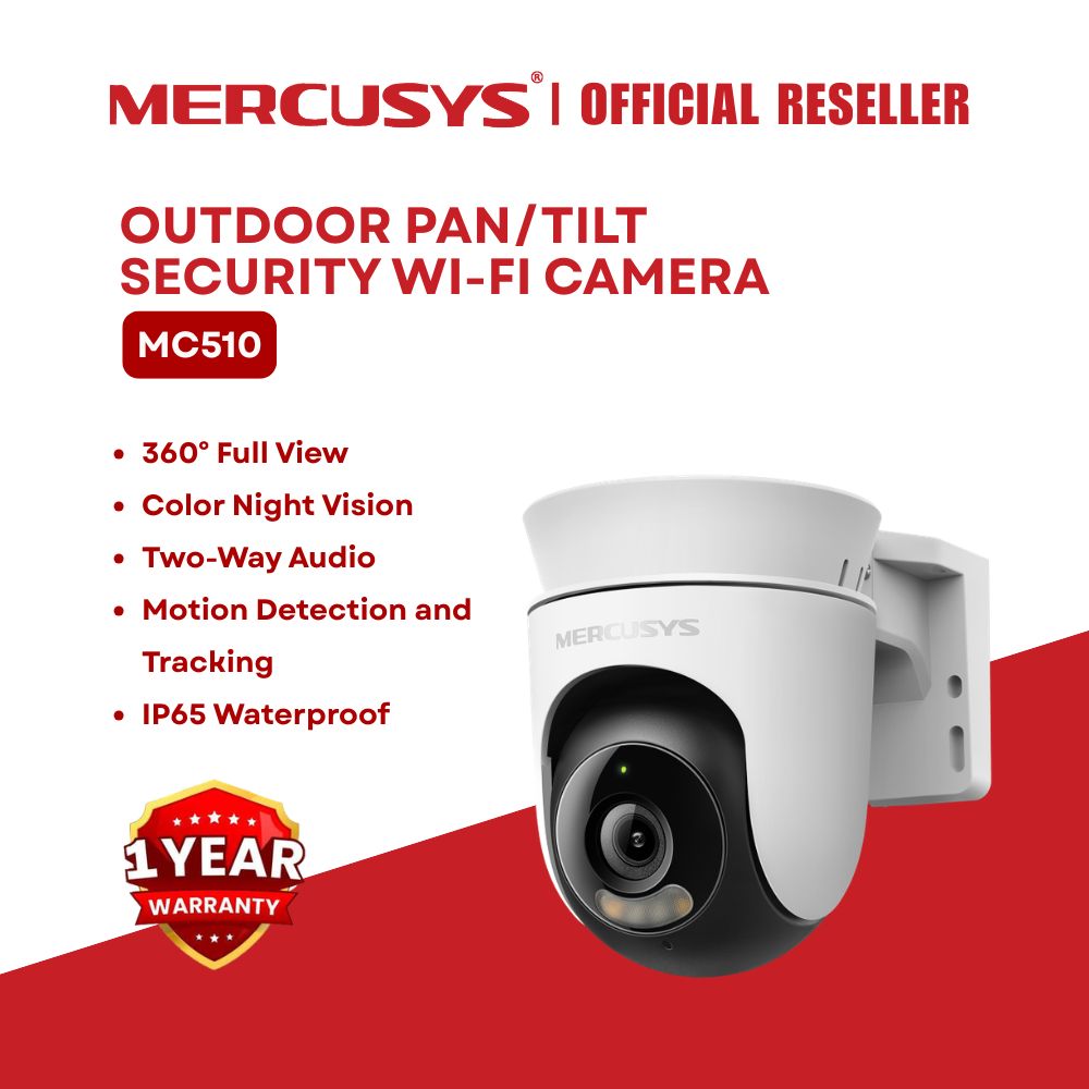 Mercusys MC510 Outdoor Pan/Tilt Color Night Vision Two-Way Audio Security Wi-Fi Camera 