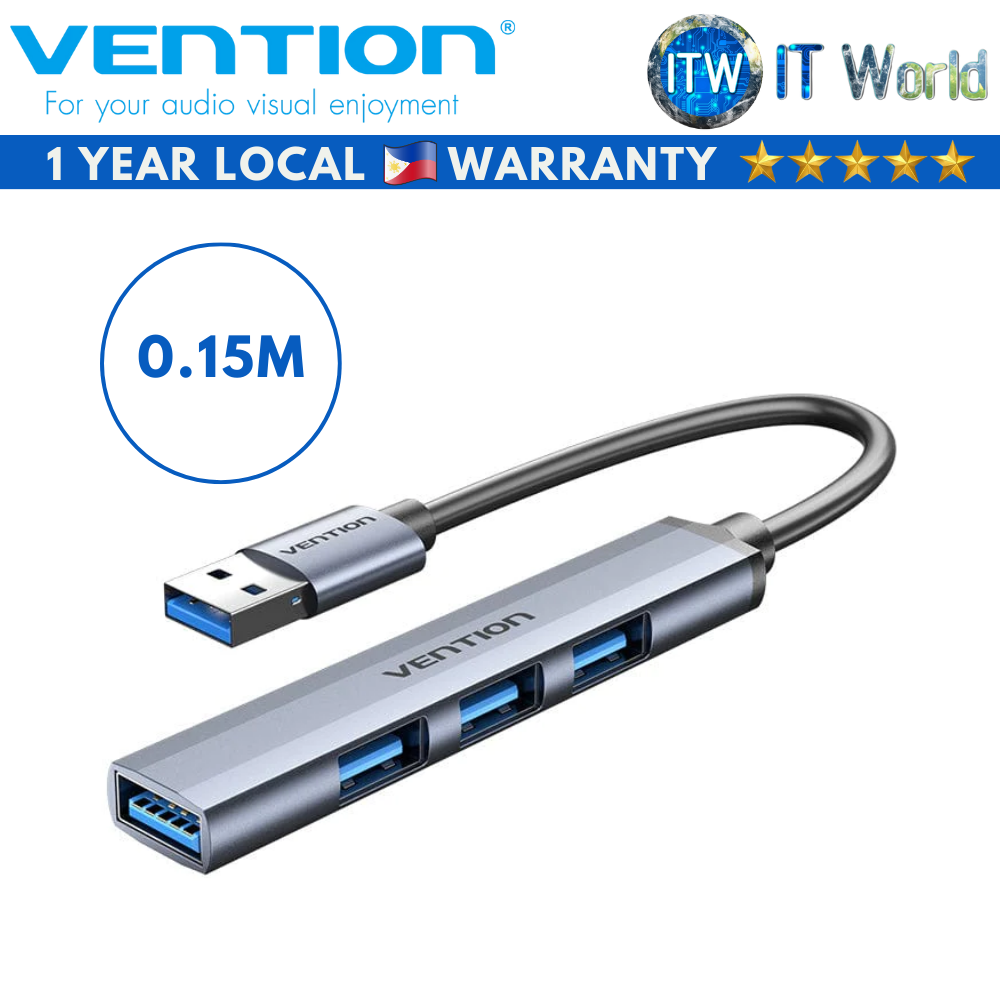 Vention USB 3.0 to USB 3.0/USB 2.0*3 Mini Hub 0.15M Gray Metal Type (CKOHB)