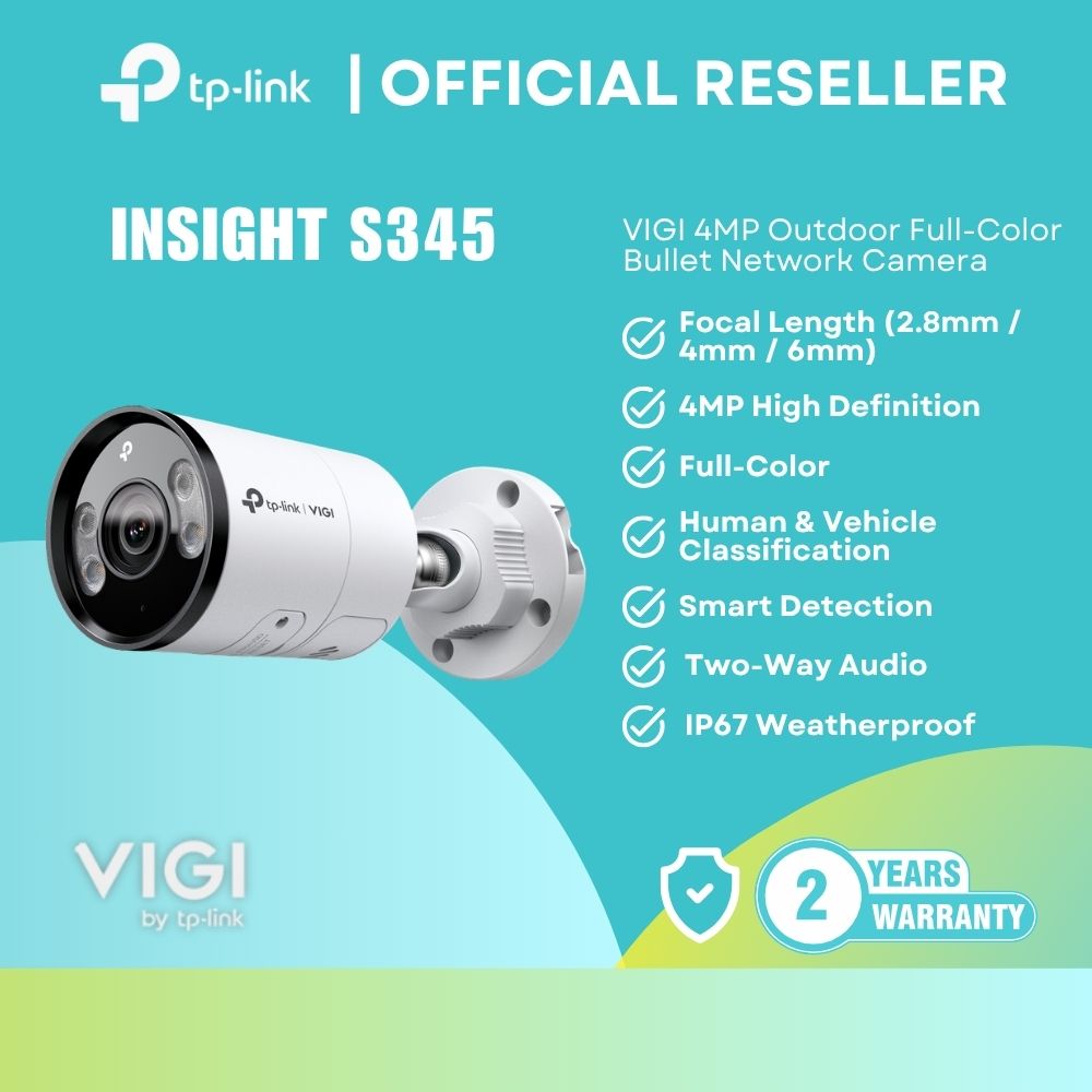 TP-Link VIGI insight S345 4MP Outdoor Full-Color Bullet Network Camera - Focal Length 2.8mm/4mm/6mm itw