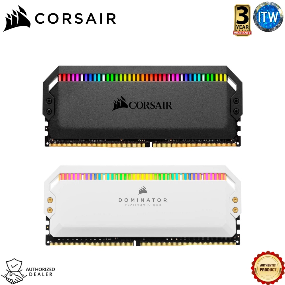 Corsair Dominator® Platinum RGB 16GB (2 x 8GB) DDR4 DRAM 3200MHz C16 Memory Kit - in Black &amp; White