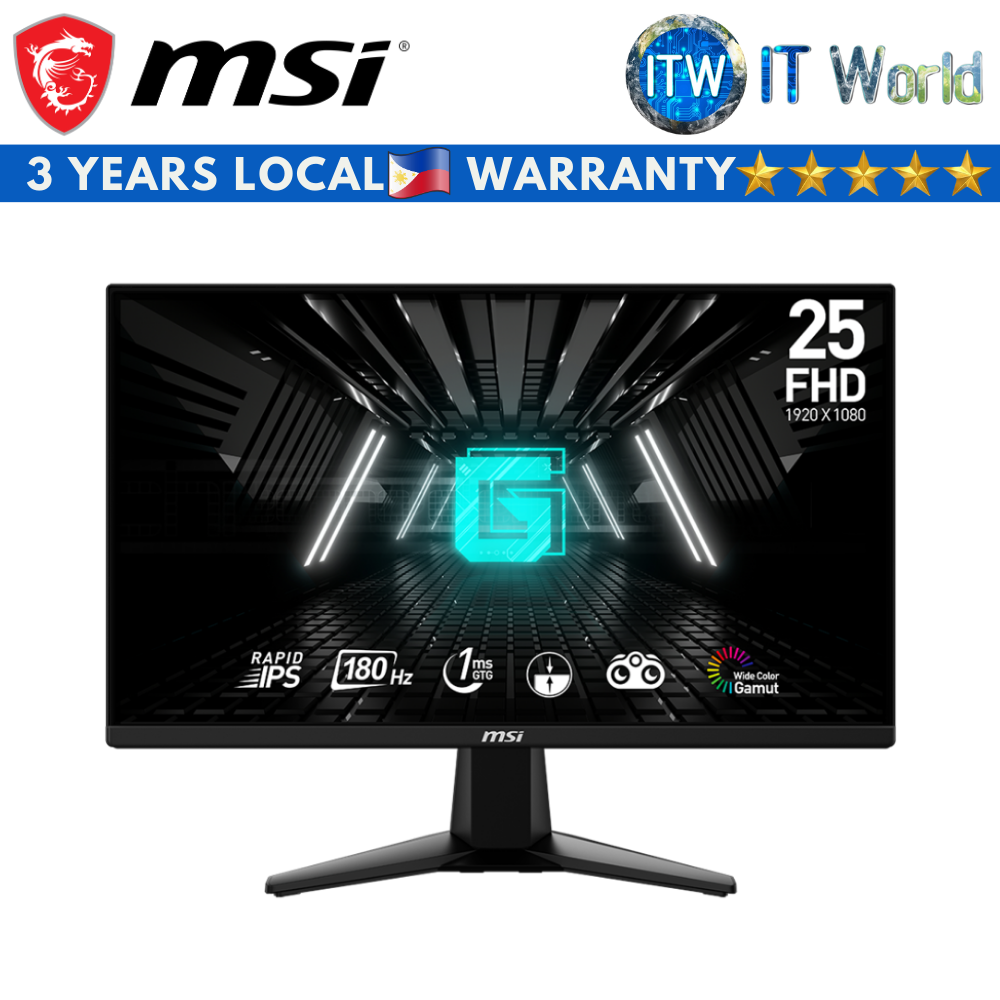 MSI G255F 25&quot; (1920 x 1080 FHD) / 180Hz / Rapid IPS / 1ms GTG / Anti-Glare Gaming Monitor