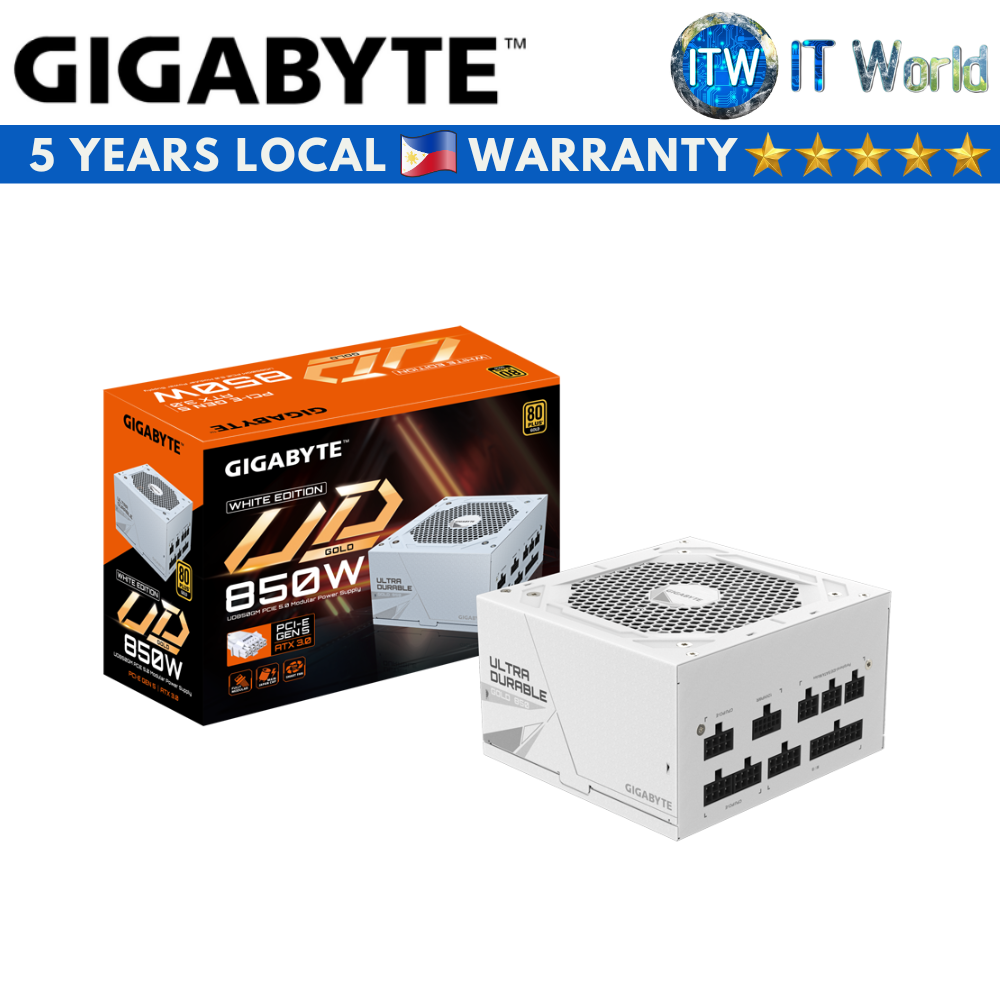 Gigabyte UD850GM PG5W White 850W 80+ Gold PCIe5.0 ATX 3.0 Modular PSU (GP-UD850GM-PG5W)