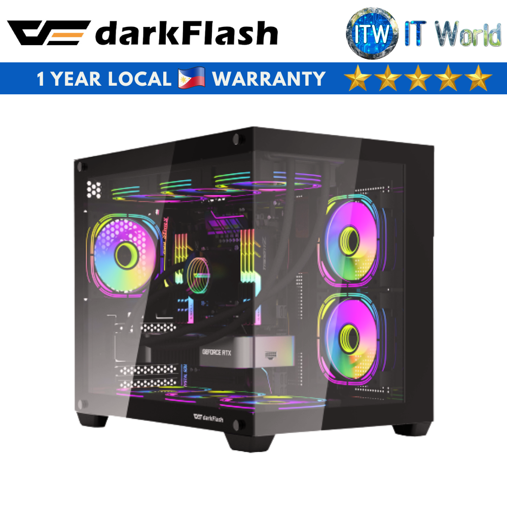 Darkflash C285MP Exquisite mATX Tempered Glass Panoramic Side Transparent PC Case(Black/White)