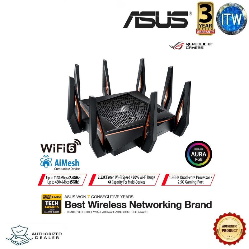ASUS ROG Rapture GT-AX11000/ GT-AX11000 Pro Wifi Tri-Band Gaming Router (GT-AX11000)