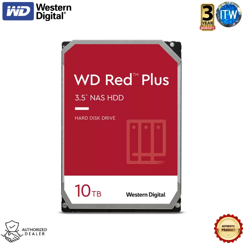 Western Digital 10TB WD Red Plus NAS Internal Hard Drive 7200RPM, SATA 6Gb/s, 256MB, 3.5&quot; -WD101EFBX