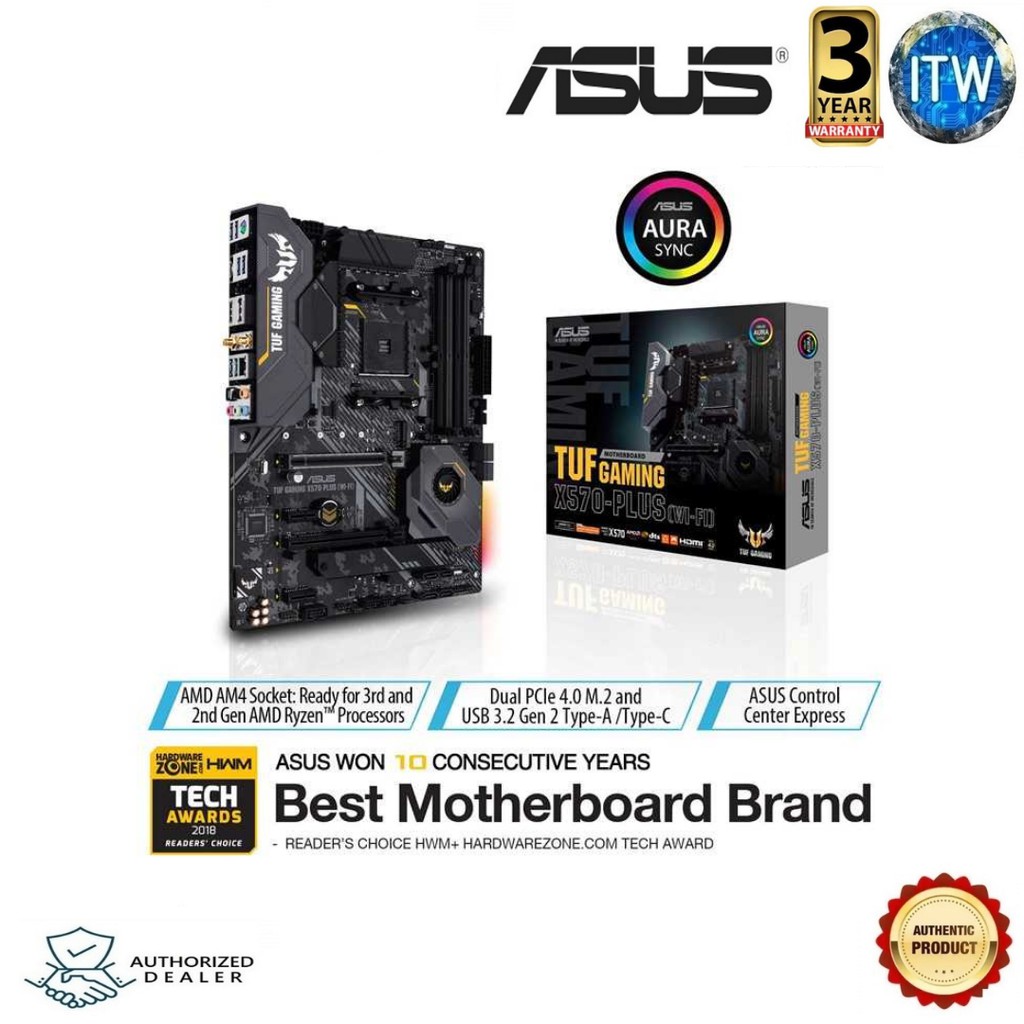 ASUS TUF Gaming X570-Plus (Wi-Fi) ATX AM4 AMD X570 Chipset Gaming Motherboard