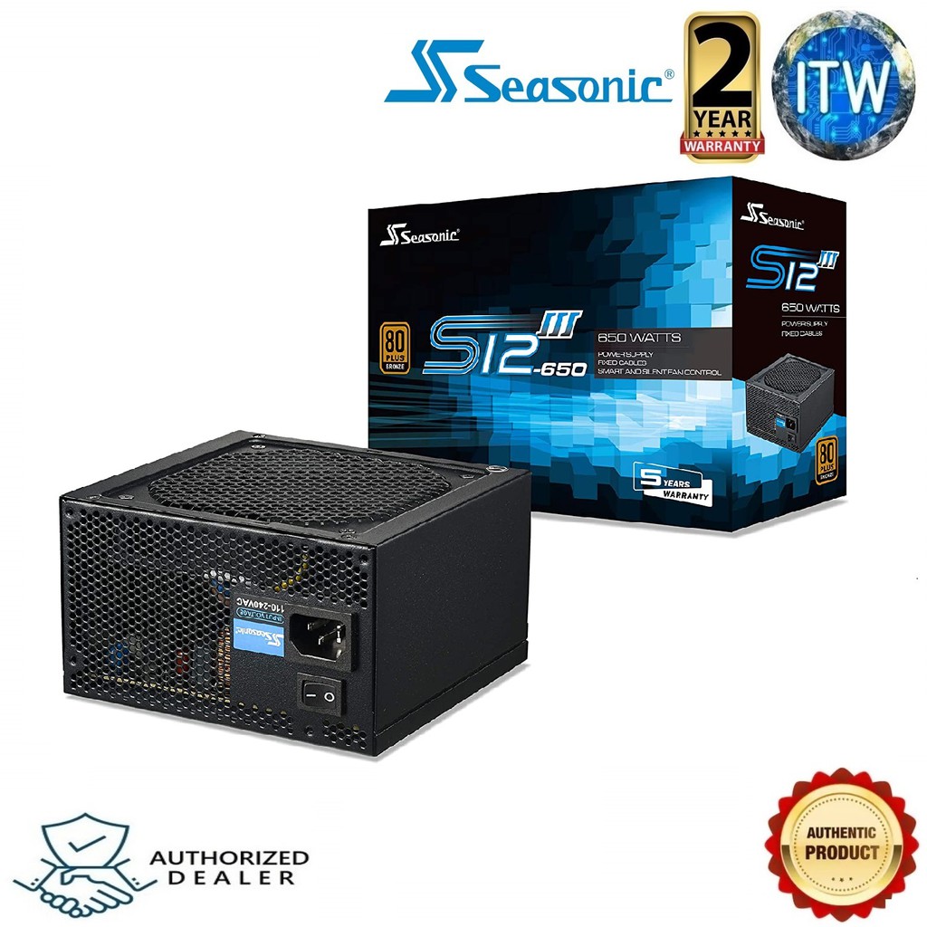 Seasonic S12III 650 SSR-650GB3 650W 80+ Bronze ATX12V &amp; EPS12V Direct Cable Wire Output Smart &amp; Silent Fan Control Power Supply