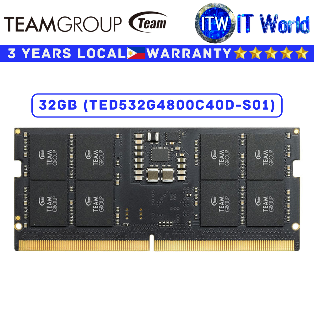 Teamgroup DDR5 RAM 4800Mhz Elite SODIMM Laptop Memory 32GB (TED532G4800C40D-S01)