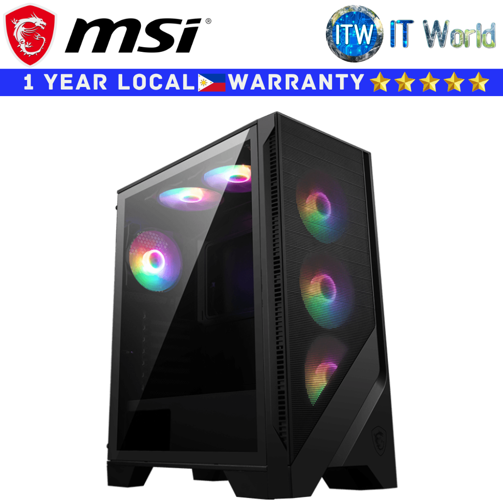 MSI Computer PC Case MAG Forge 120A Airflow Black Mid-Tower Tempered Glass Window Panel
