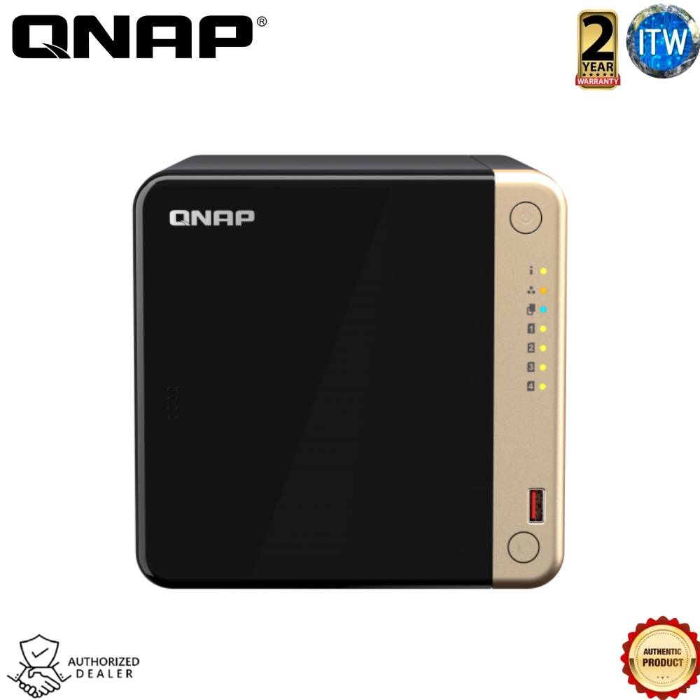 QNAP TS-464-4G - 4 Bay, Intel Celeron N5105/N5095 4-core/4-thread, 4GB-DDR4 (1x4GB) NAS (TS-464-4G)