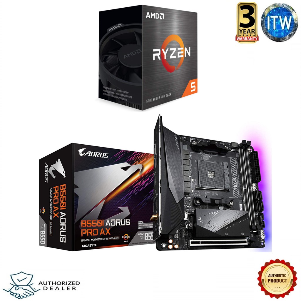 AMD Ryzen 5 5600X Processor with GIGABYTE B550I AORUS PRO AX Motherboard Bundle