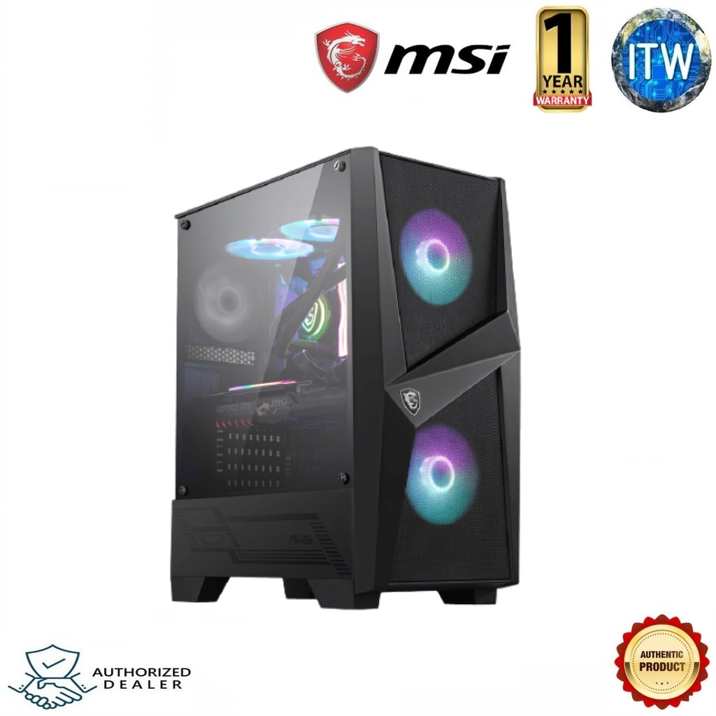 MSI MAG Forge 100R Black Mid-Tower Tempered Glass PC Case