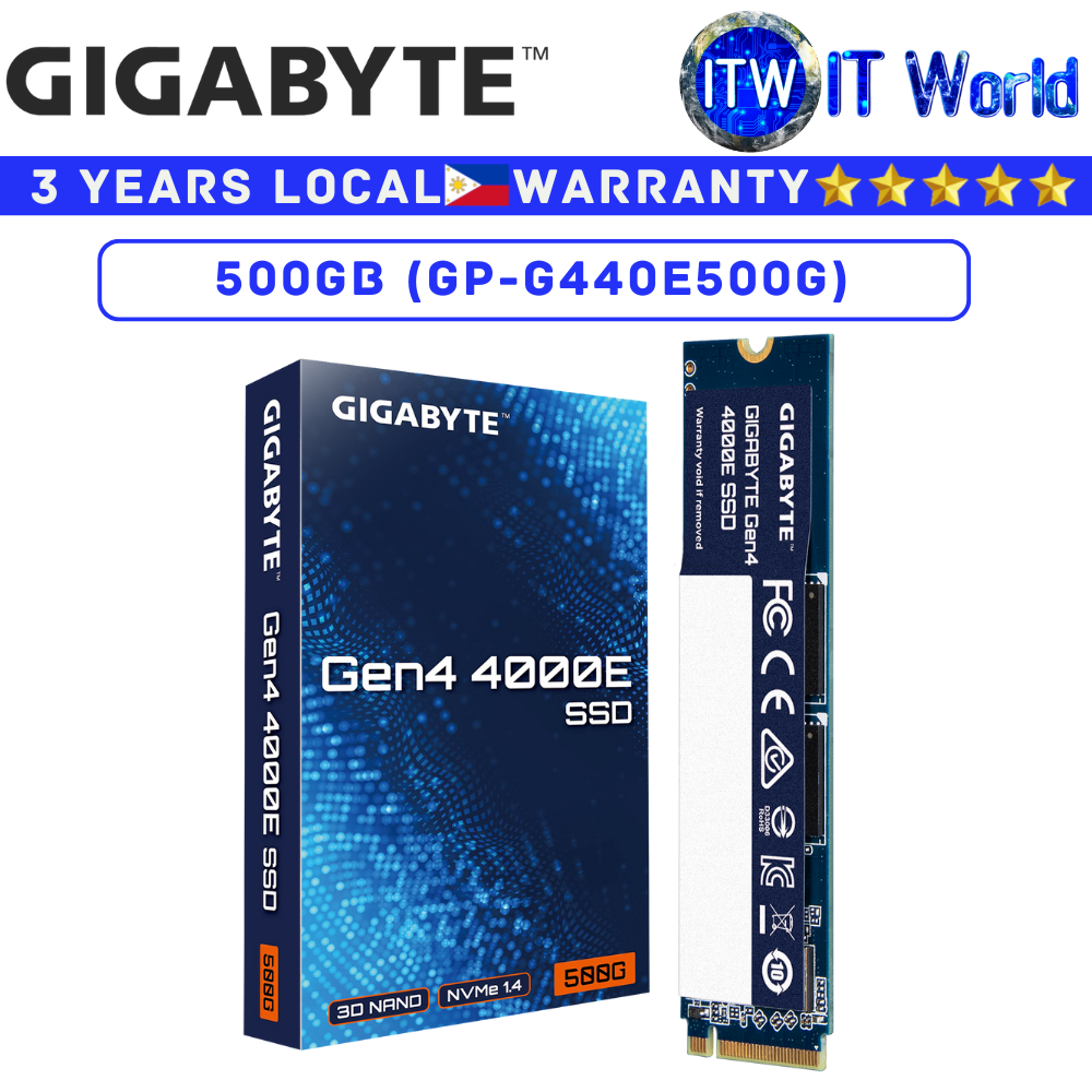 Gigabyte 500GB M2 NVMe SSD M.2 NVMe SSD Gen4 4000E PCIe 4.0x4 M.2 2280 Internal (GP-G440E500G)