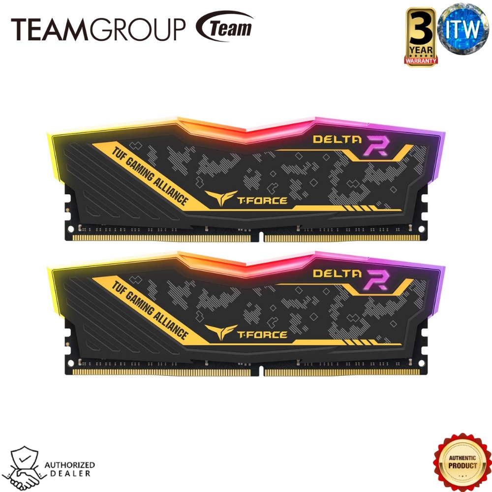 TeamGroup T-Force Delta 64gb (2x32GB) RGB DDR4 3200mhz Desktop Memory (TF9D464G3200HC16FDC01)