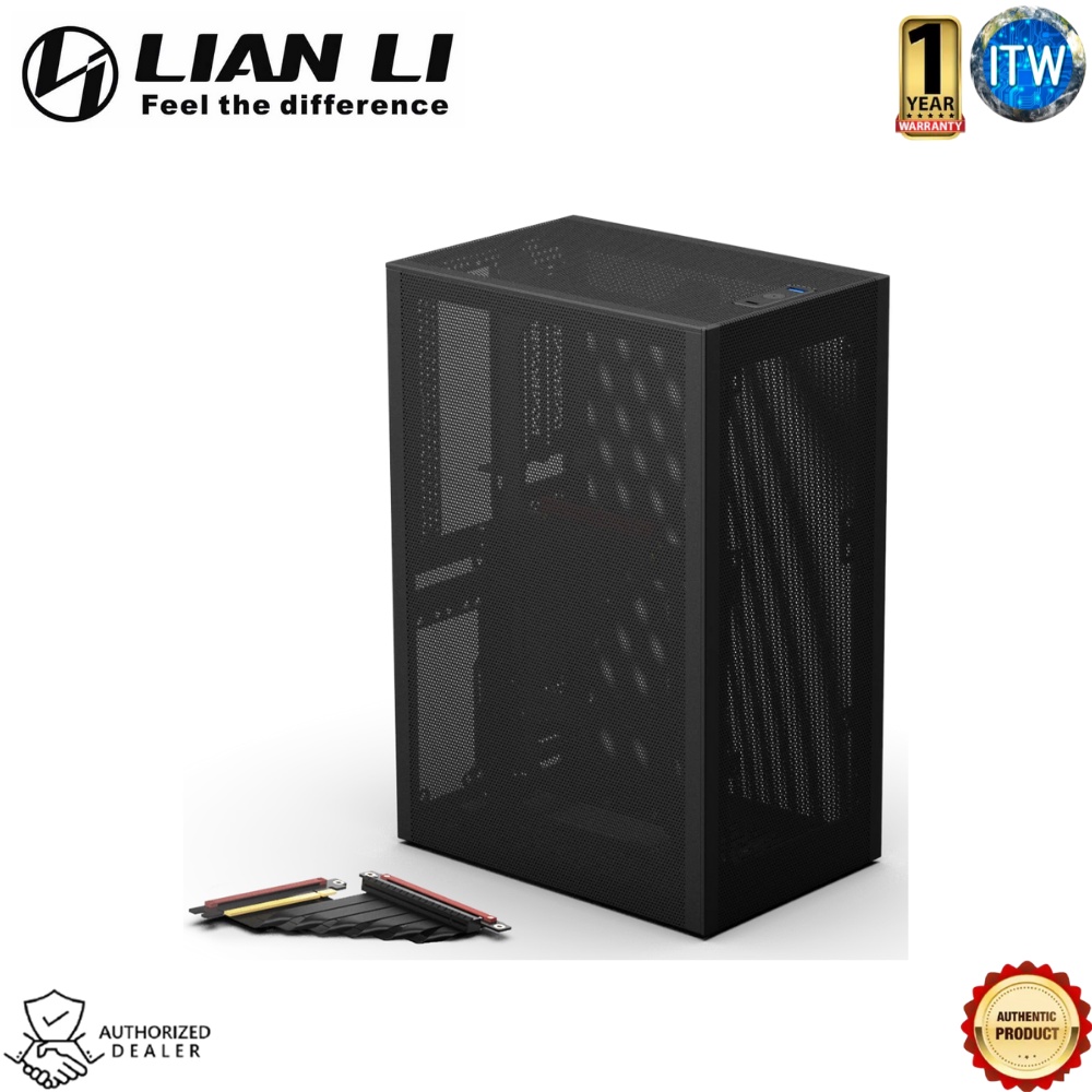 Lian Li SSUPD Meshlicious Mini-ITX Mesh Case Black w/ PCI-E 4.0 Cable (SSU-MESHLI-BK-FM-PCIE4-14-90D)