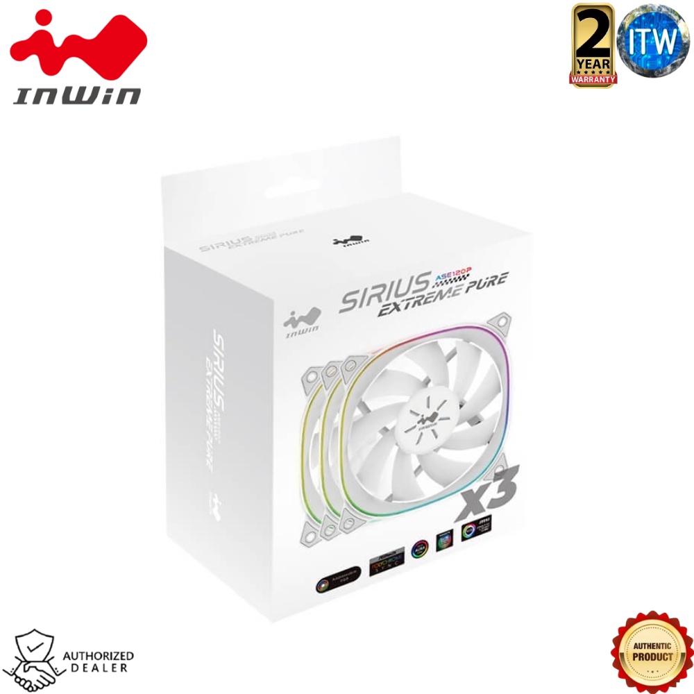 4/4M InWin Sirius Extreme Pure ASE120P - 3Pack ARGB Fans (White)