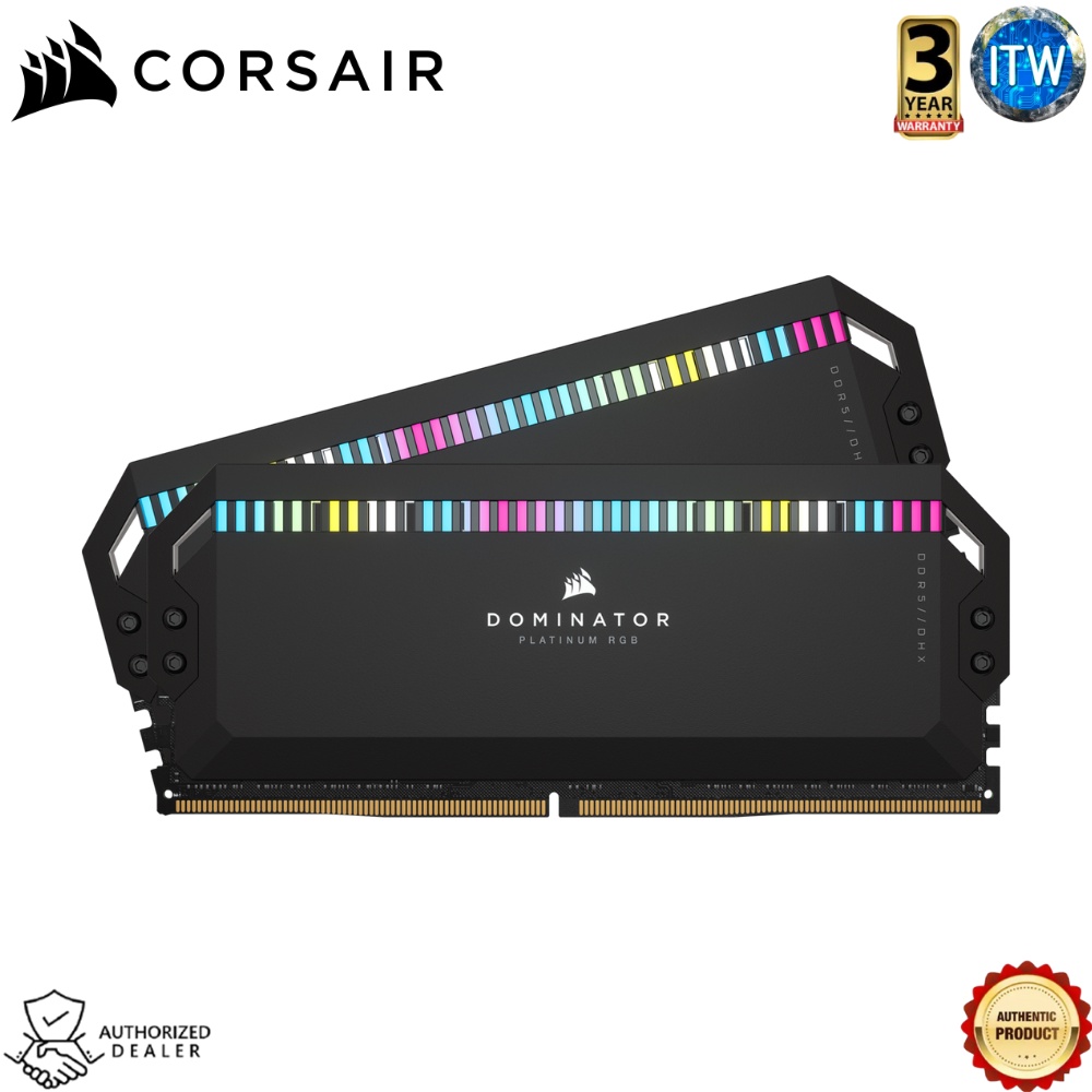 Corsair Dominator Platinum RGB 32GB (2x16GB) DDR5 DRAM 5200MHz C40 Memory Kit — Black (CMT32GX5M2B5200C40)