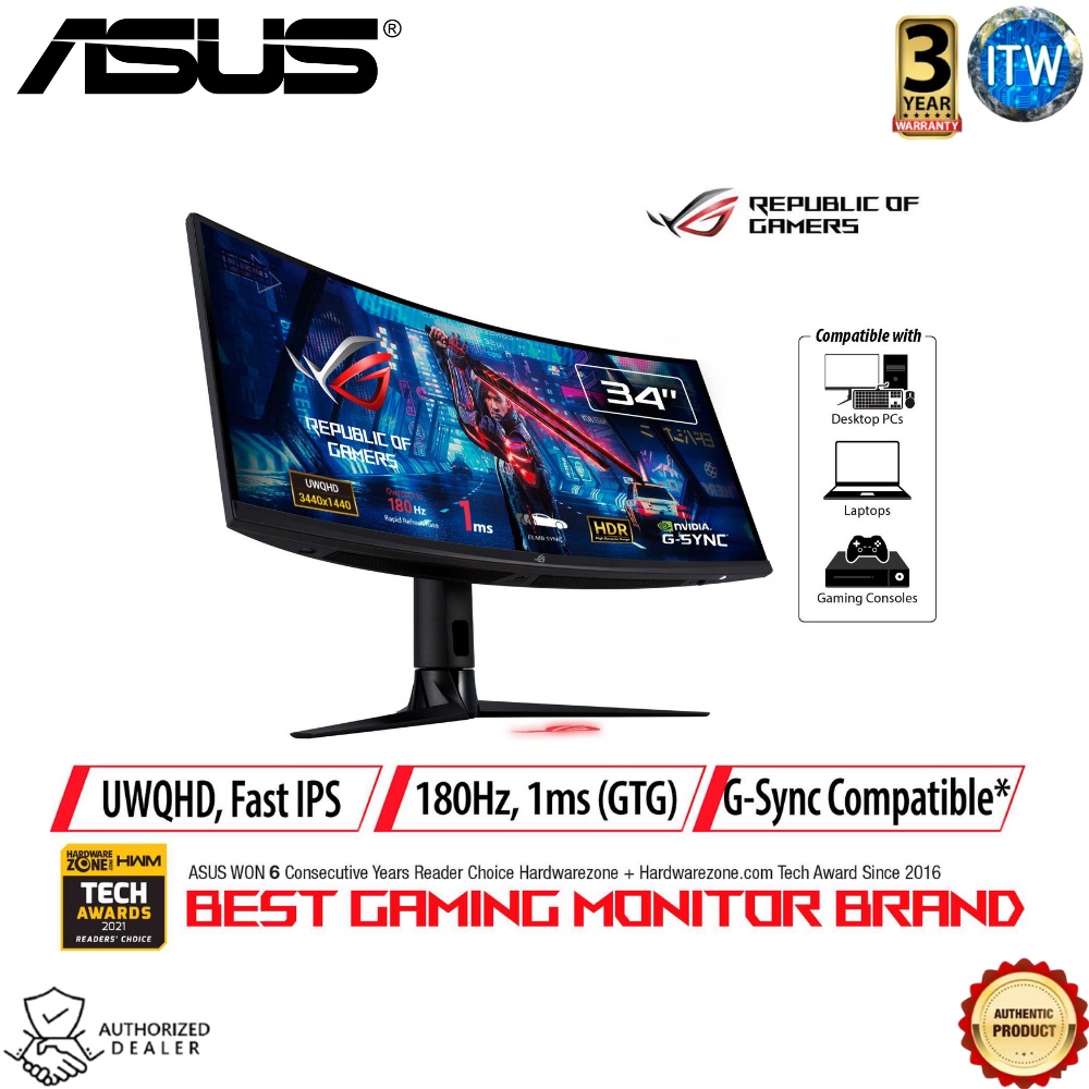 Asus ROG Strix XG349C - 34&quot; UWQHD(3440 x 1440), 180Hz, 1ms, DisplayHDR™ 400 Gaming Monitor (XG349C)
