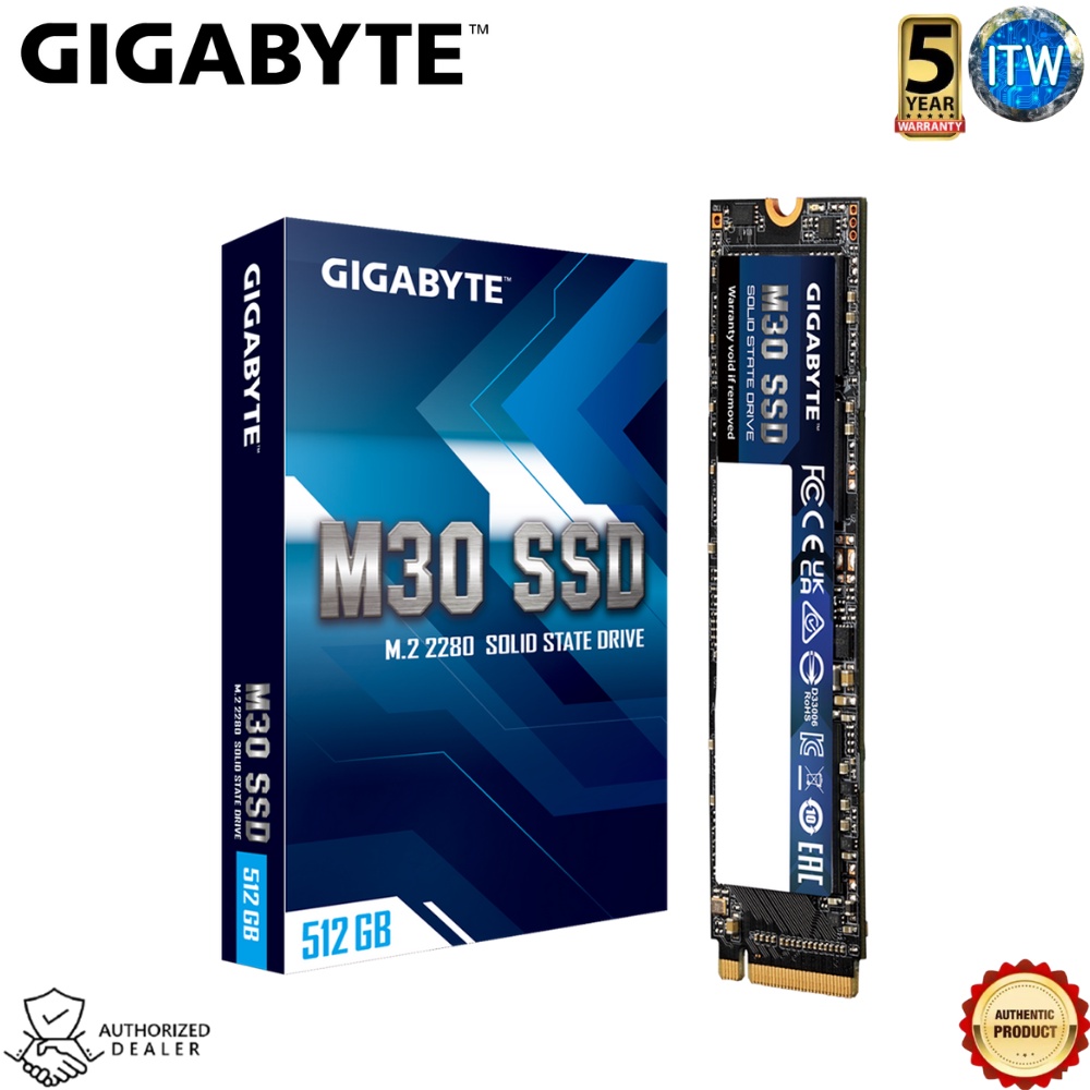 GIGABYTE M30 512GB - PCIe 3.0x4, NVMe 1.3 M.2 2280 Solid State Drive (GP-GM30512G-G)