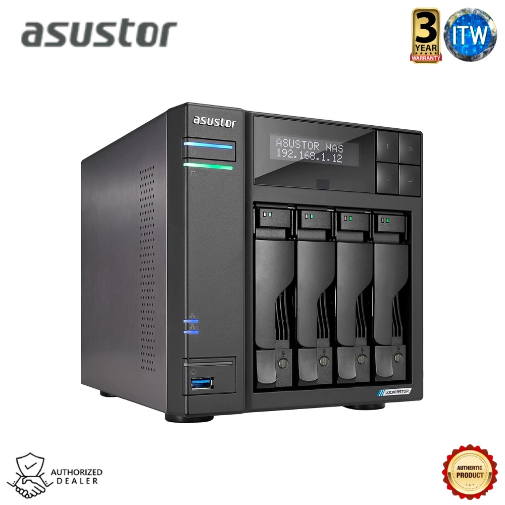Asustor Lockerstor 4 AS6604T - 4Bay NAS, 4GB DDR4-2400, Intel Celeron Quadcore 2.0GHz CPU (Diskless)
