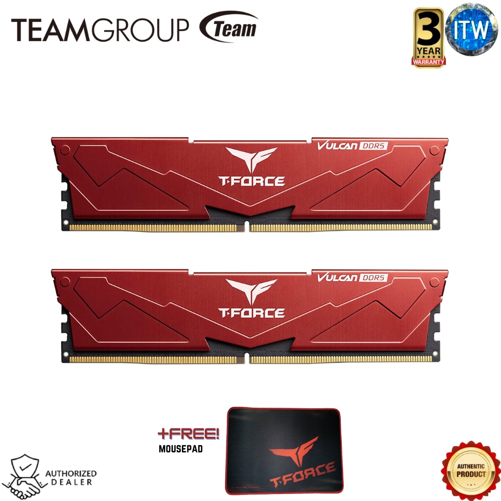 TEAMGROUP T-Force Vulcan DDR5 32GB (2x16GB) 5200MHz PC5-41600 CL40 Memory (FLRD532G5200HC40CDC01)