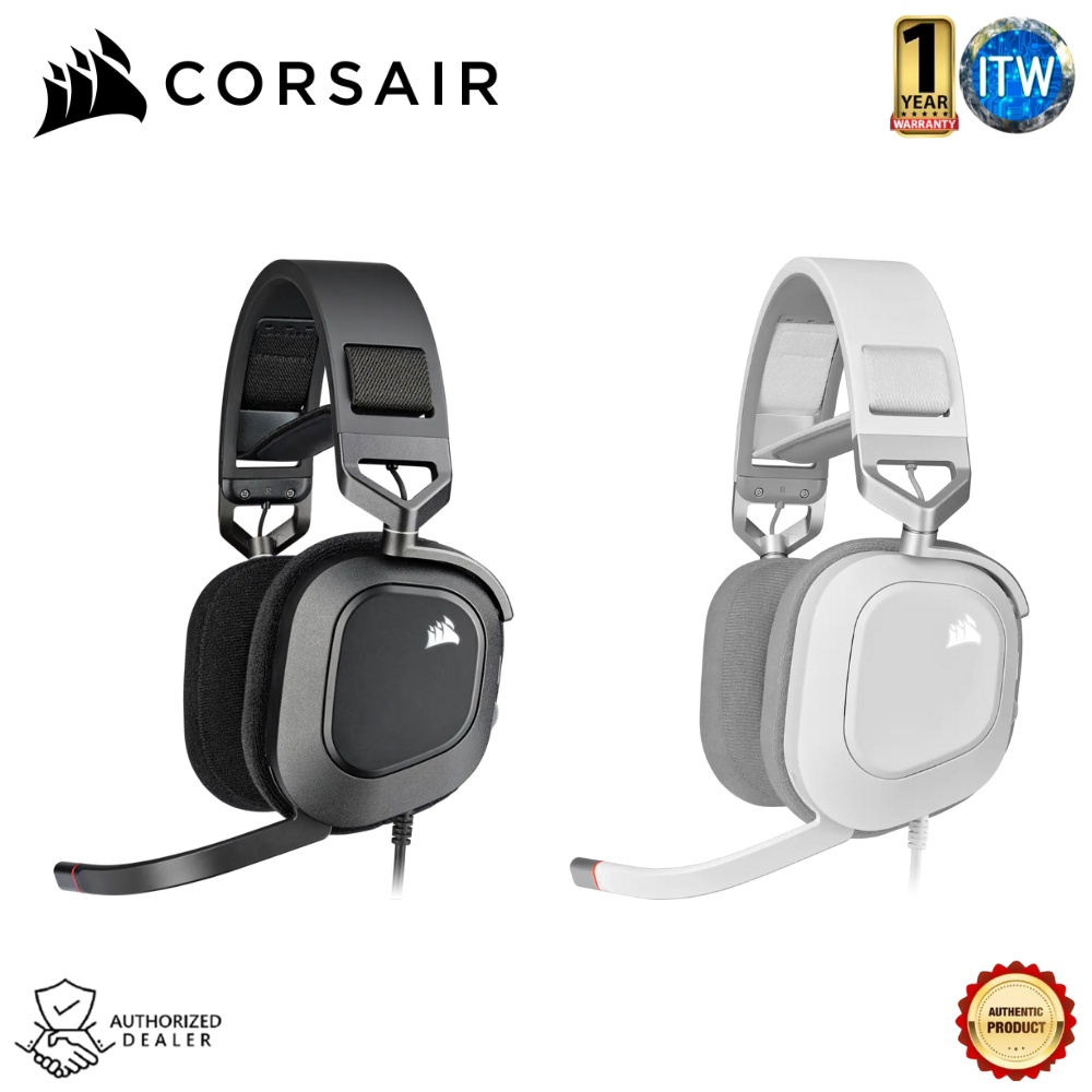 Corsair HS80 RGB USB Wired Gaming Headset — (Carbon (AP) / White (AP))