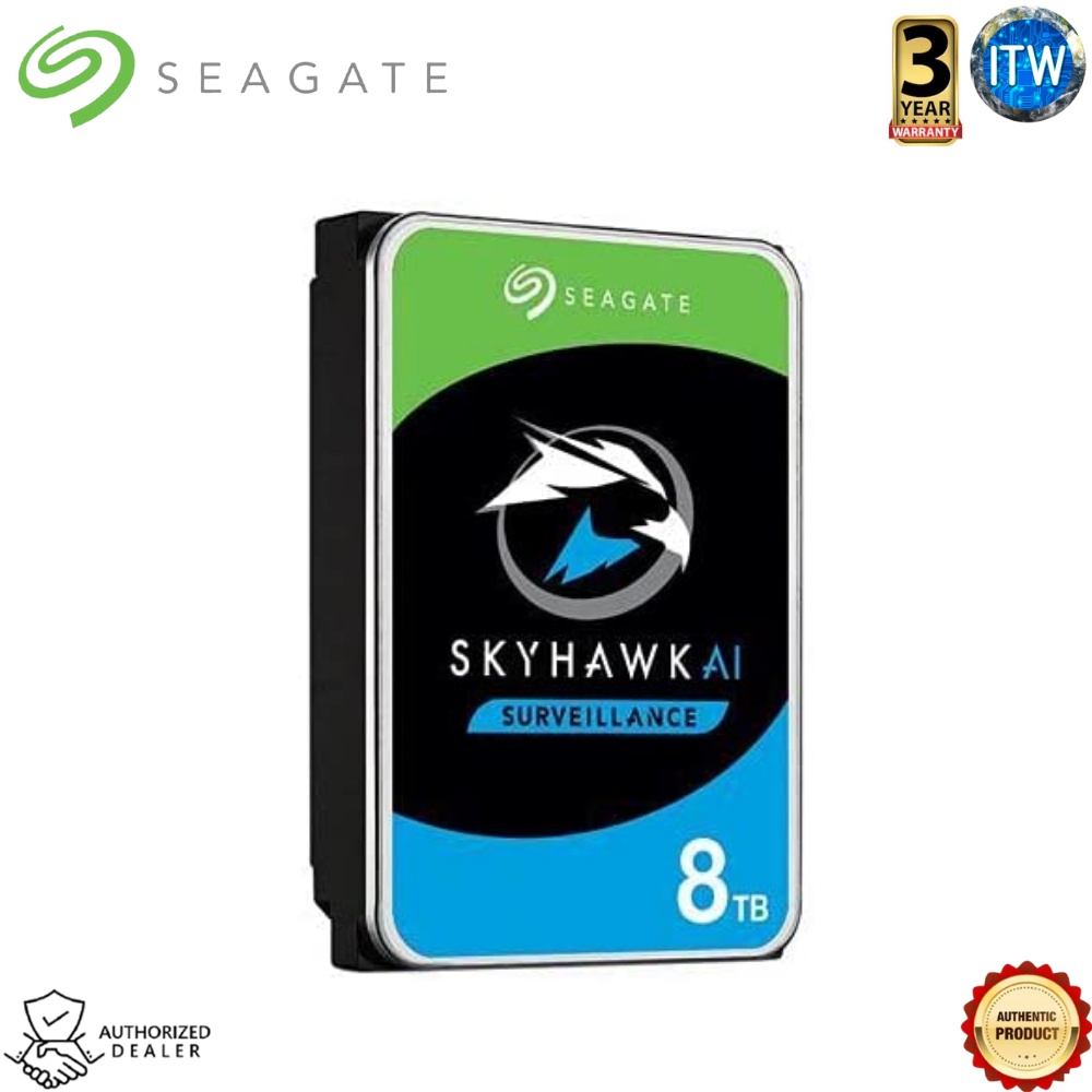 Seagate Skyhawk AI 8TB - 3.5&quot; SATA 6Gb/s, 7200 RPM, 256MB Cache, Internal Hard Drive (ST8000VE001)