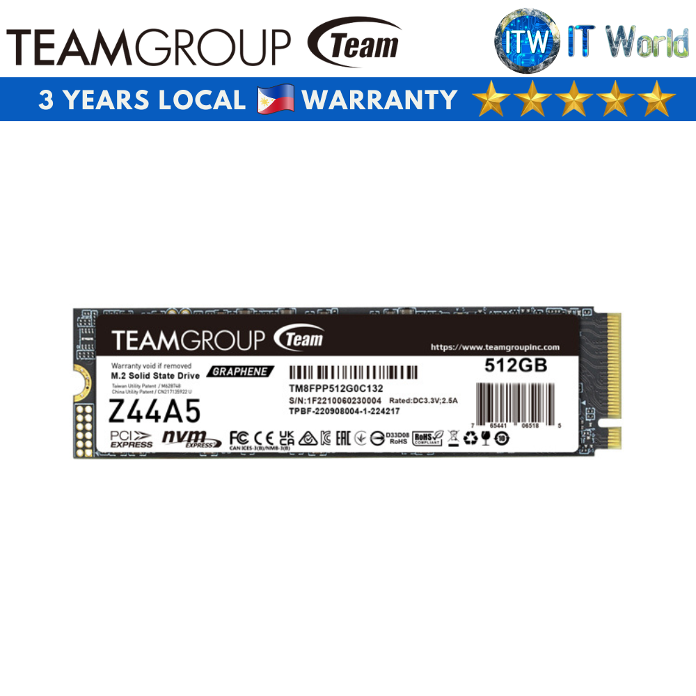 ITW | Teamgroup T-Force Z44A5 512GB M.2 PCIe Gen4x4 NVMe Internal SSD (TM8FPP512G0C132)