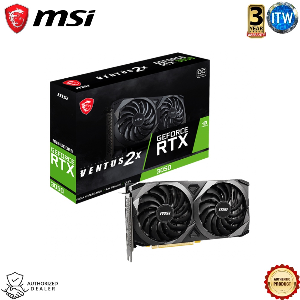 MSI GeForce RTX™ 3050 VENTUS 2X 8GB GDDR6 OC Graphic Card (912-V397-418)