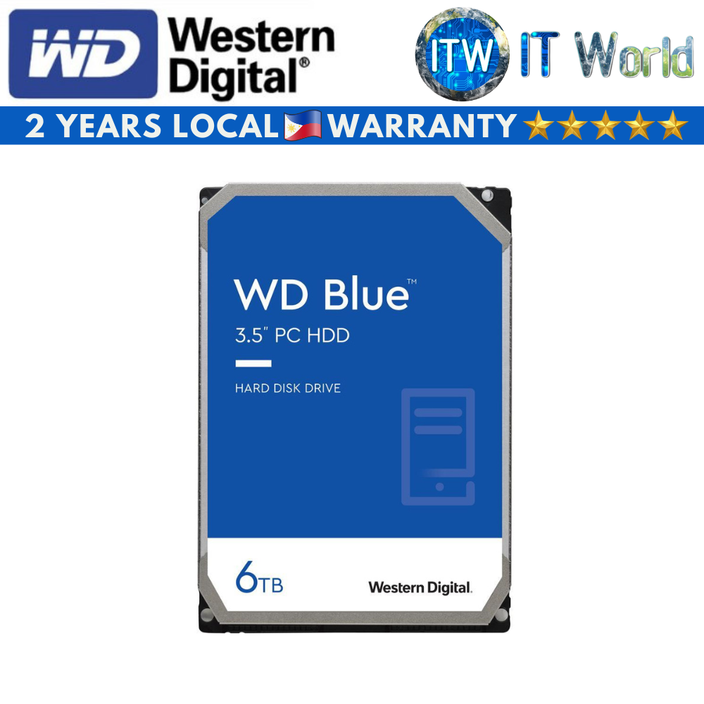 Western Digital Blue 6TB 256MB 5400RPM SATA 6 Gb/s Desktop Hard Disk Drive (WD60EZAZ)