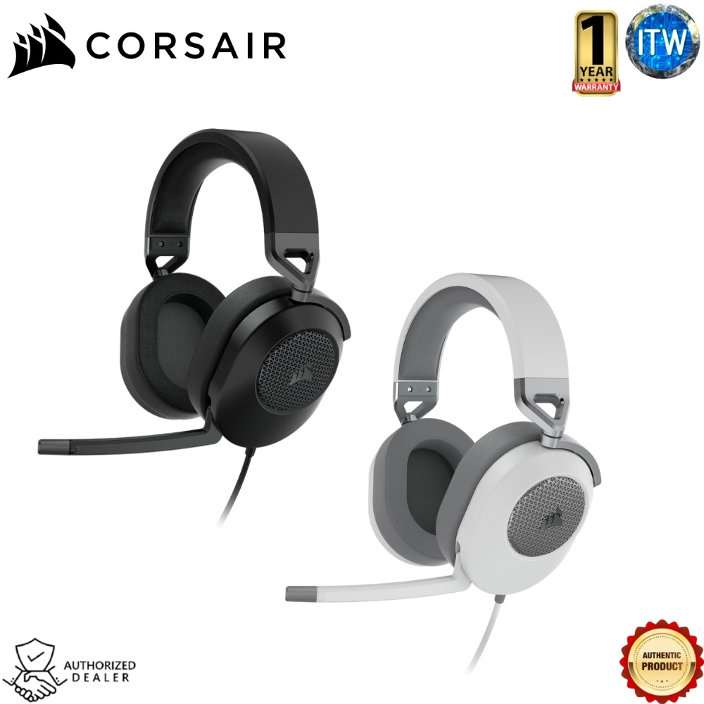 Corsair HS65 SURROUND Wired Gaming Headset — in Carbon and White (AP)