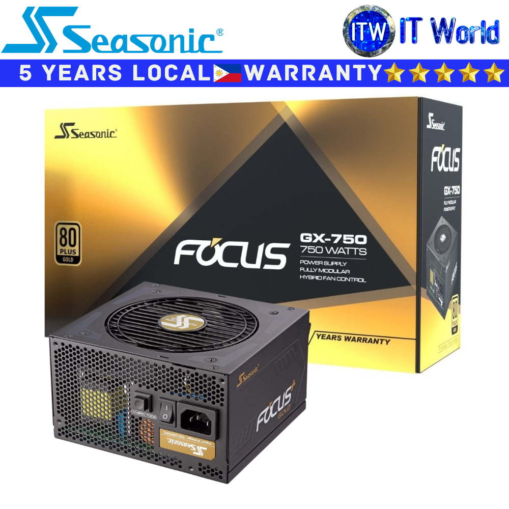 Seasonic PSU 750W Power Supply Unit Focus GX-750 80+ Gold ATX 12V Full Modular (SSR-750FX)