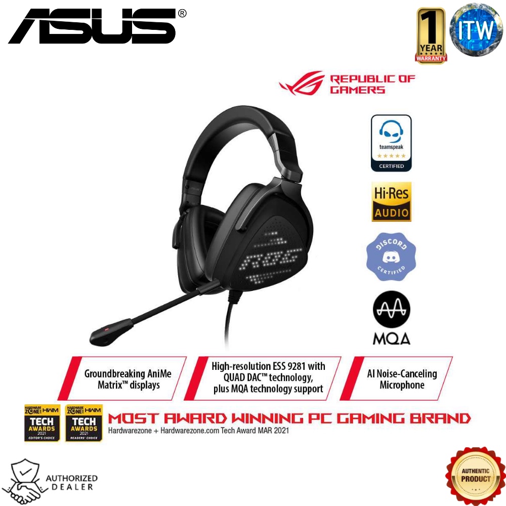 Asus Rog Delta S Animate - Detachable Microphone, Lightweight USB-C® Wired Gaming Headset