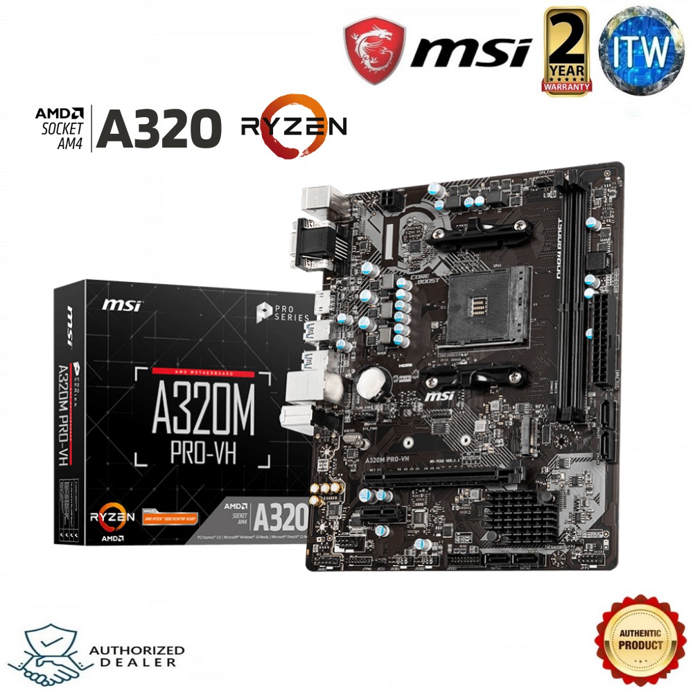 MSI A320M PRO-VH AM4 micro-ATX DDR4 AMD A320 Chipset Motherboard