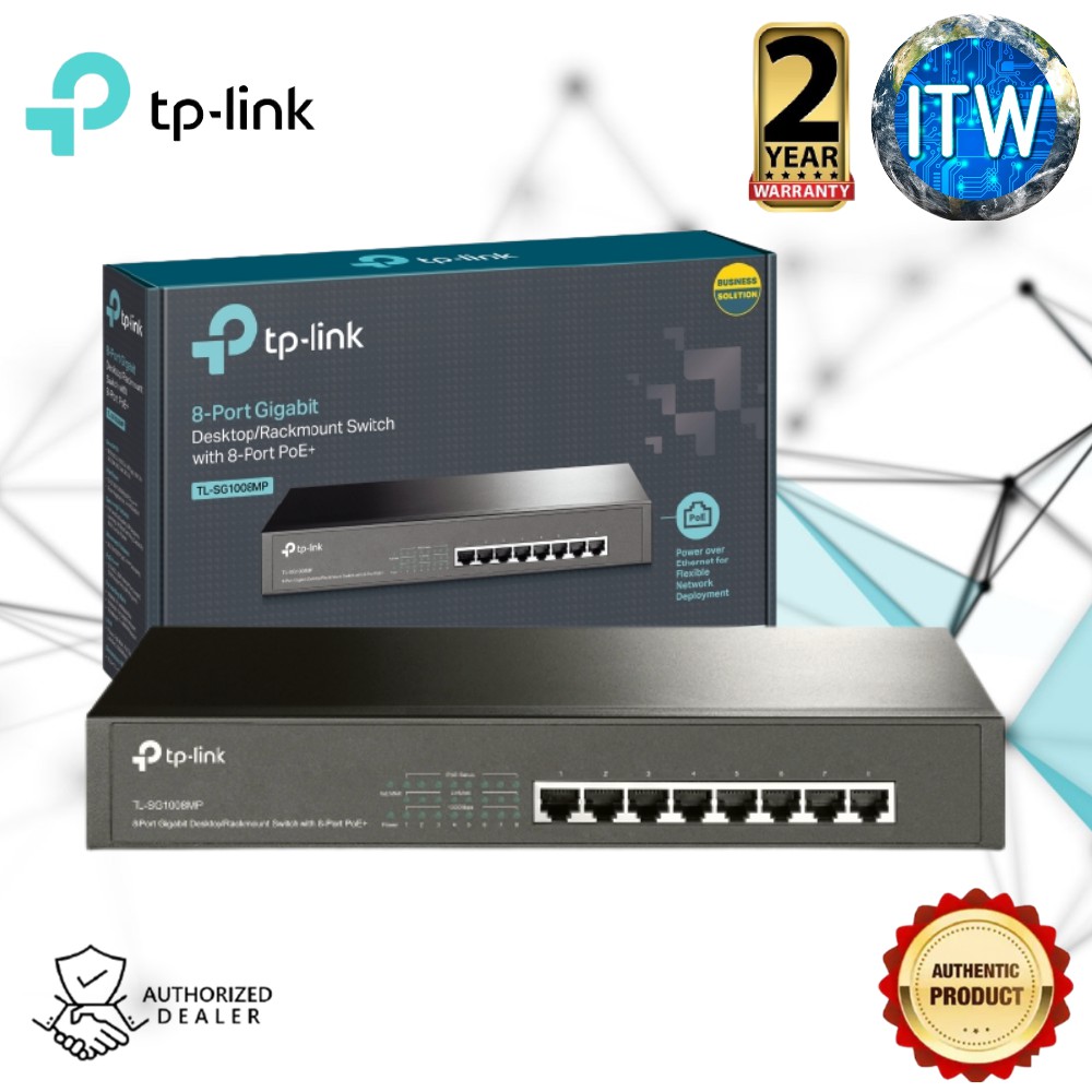 TP-Link TL-SG1008MP 8-Port Gigabit Desktop/Rackmount Switch with 8-Port PoE+ Tplink Tp link