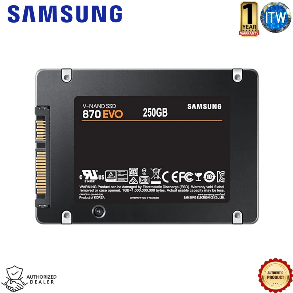 Samsung 870 EVO 250GB SATA III 2.5&quot; Internal Solid State Drive (SSD) (MZ-77E250BW)