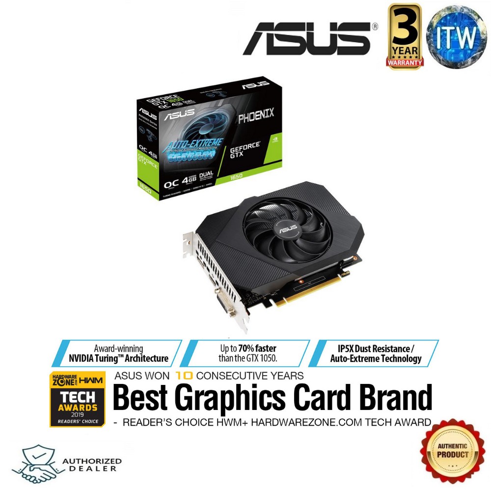 Asus Phoenix GeForce® GTX 1650 OC edition 4GB GDDR6 Graphic Card (PH-GTX1650-O4GD6)