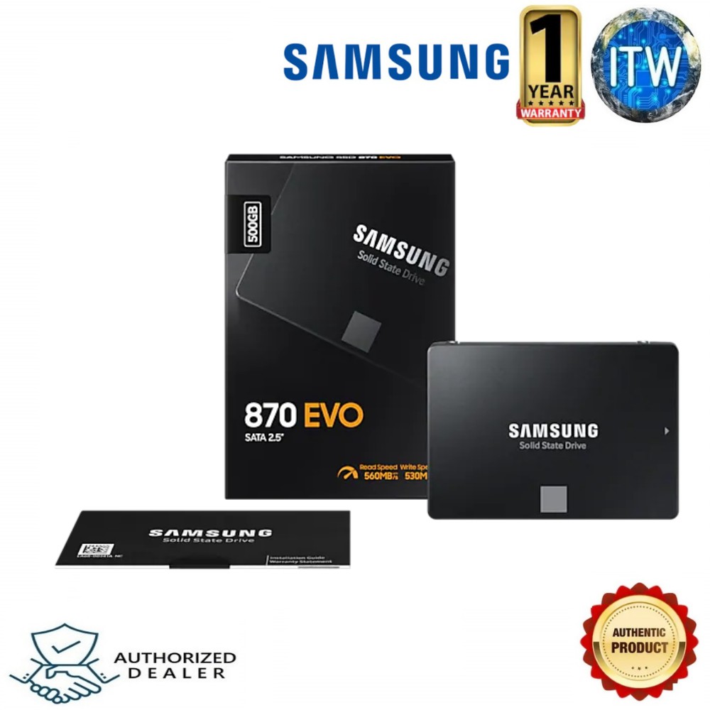 Samsung 870 EVO 500GB SATA III 2.5&quot; Internal Solid State Drive (SSD) (MZ-77E500BW)
