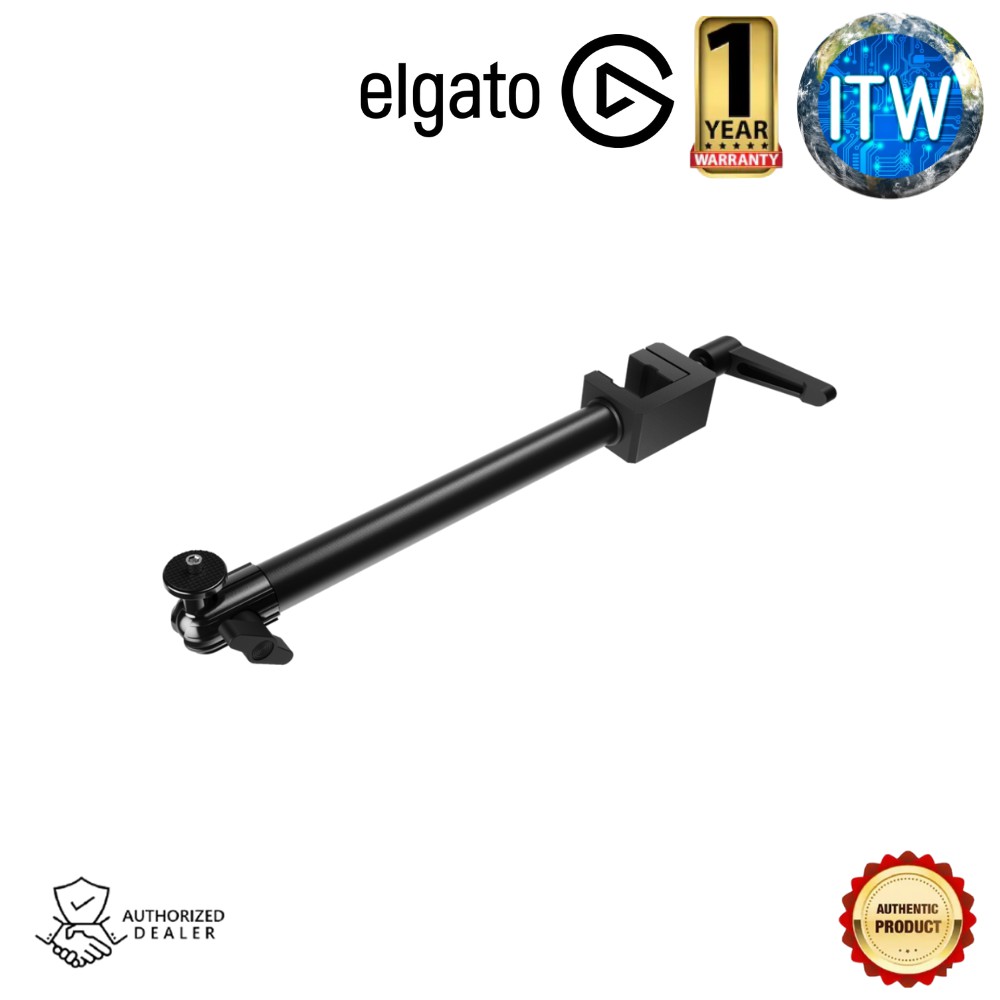 Elgato Solid Arm Auxiliary Holding Arm for Cameras, Lights and more, Multi-Mount Accessory, Black