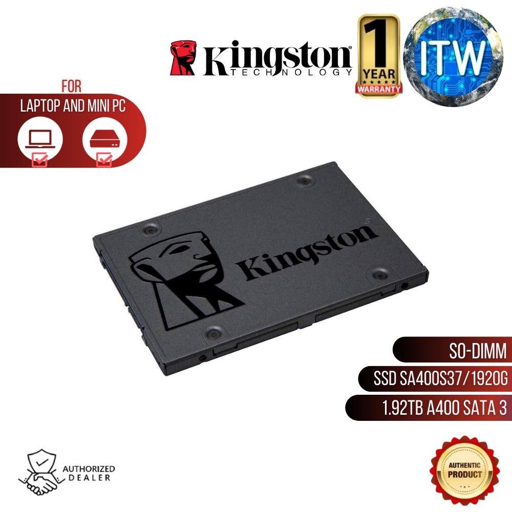 Kingston 1.92TB A400 SATA 3 2.5&quot; Internal SSD (SA400S37/1920G) HDD Replacement for Increase Performance