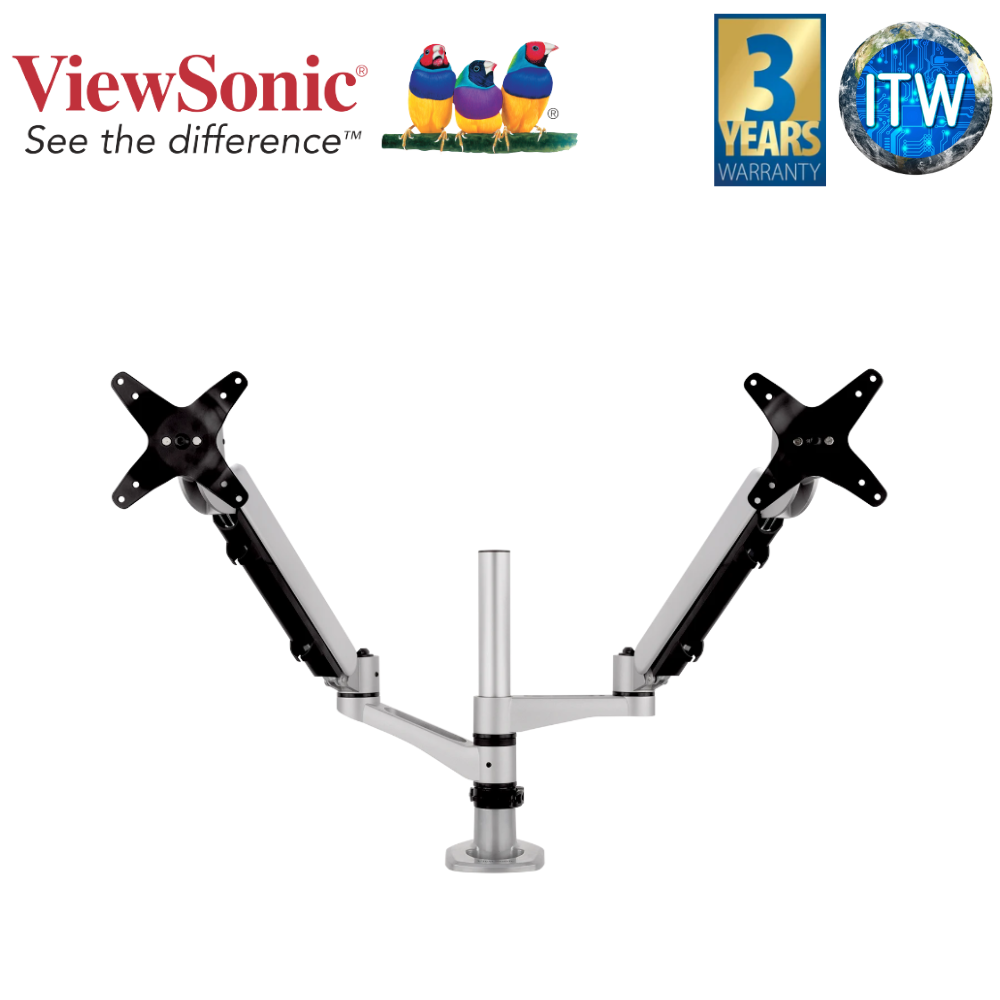 Viewsonic Spring-Loaded Dual Monitor Mounting Arm for Two Monitors up to 27&quot; each (LCD-DMA-002)